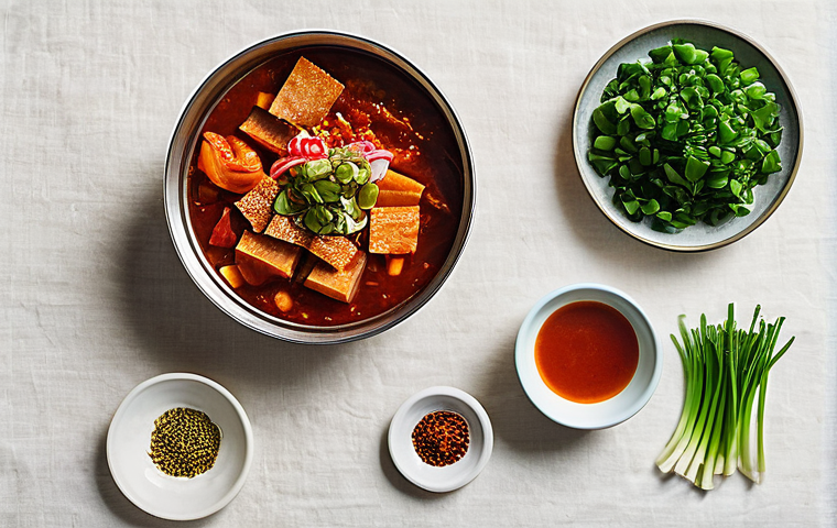 참치 김치찌개 밀키트 추천 - **Prompt 2: Heartwarming Korean Meal Spread**
    A beautifully composed close-up shot of a steaming...